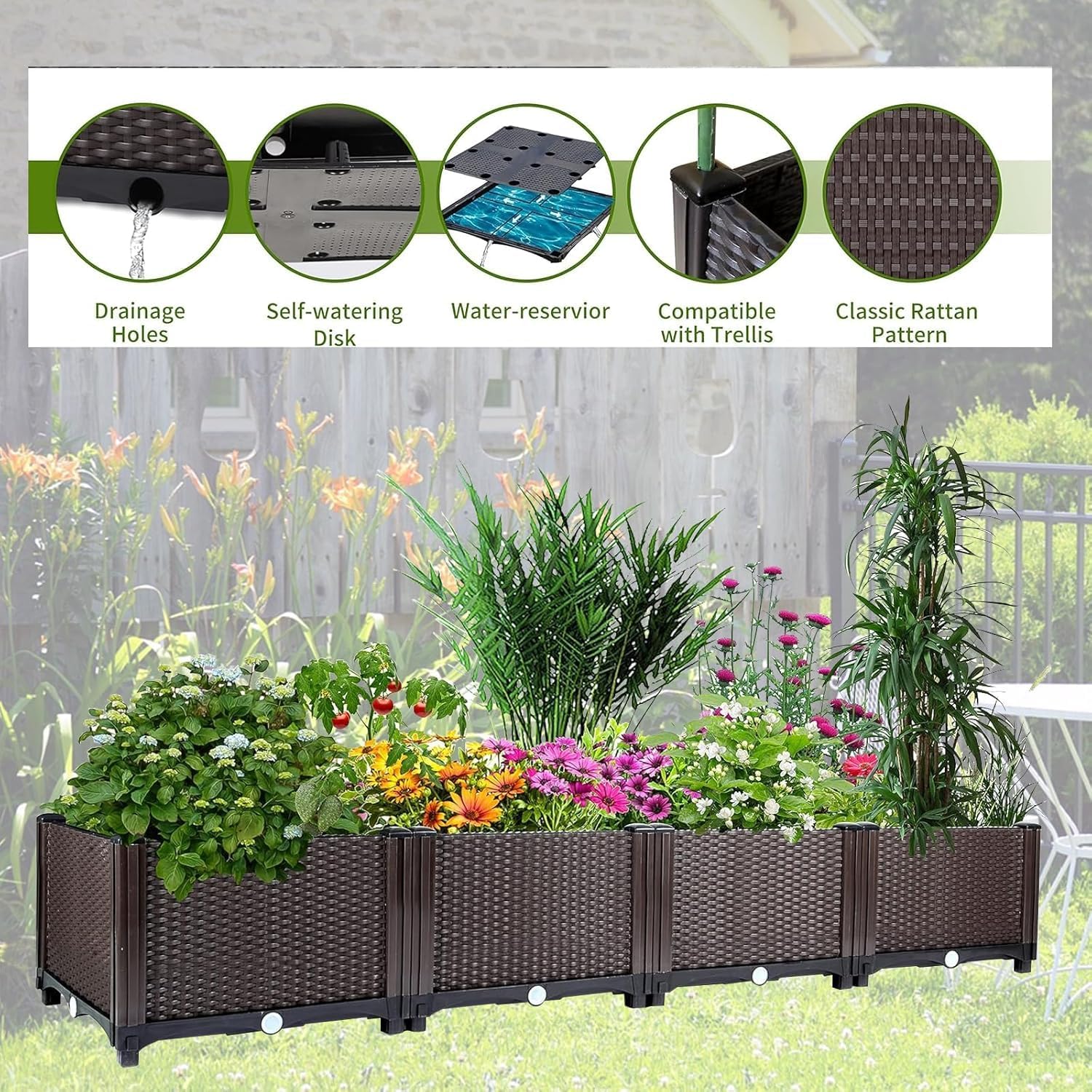 Self-Watering Raised Garden Be - Vegetable Transplanter 评论和价格